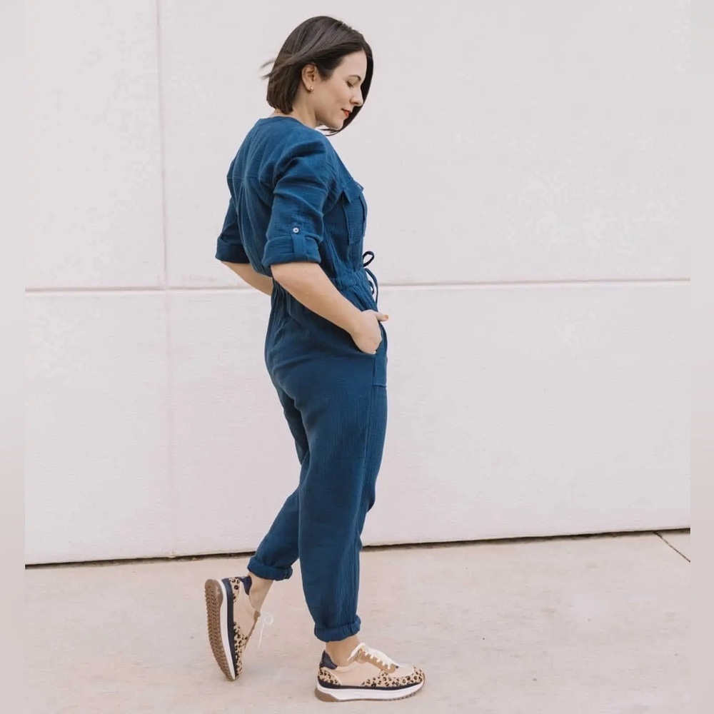 Madewell Navy Gauze Jumpsuit sz 6 - Picture 4 of 8